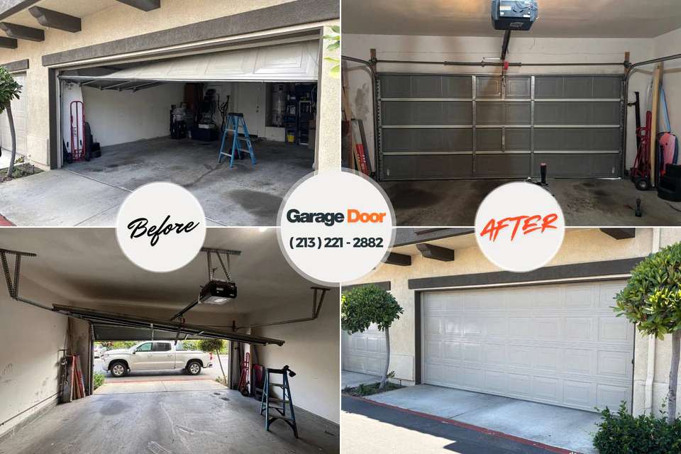 Before and after: garage door repair Redondo Beach, CA